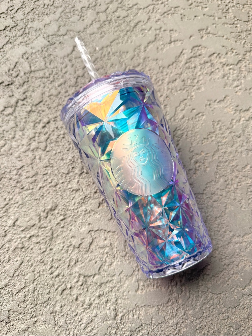 Starbucks 2023 Holiday Iridescent Diamond Prism Grande 16 oz Cold Cup Tumbler